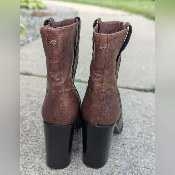 Brown Leather Ankle Boots kate spade new york Women's Baise Boot 8 - Picture 4 of 10